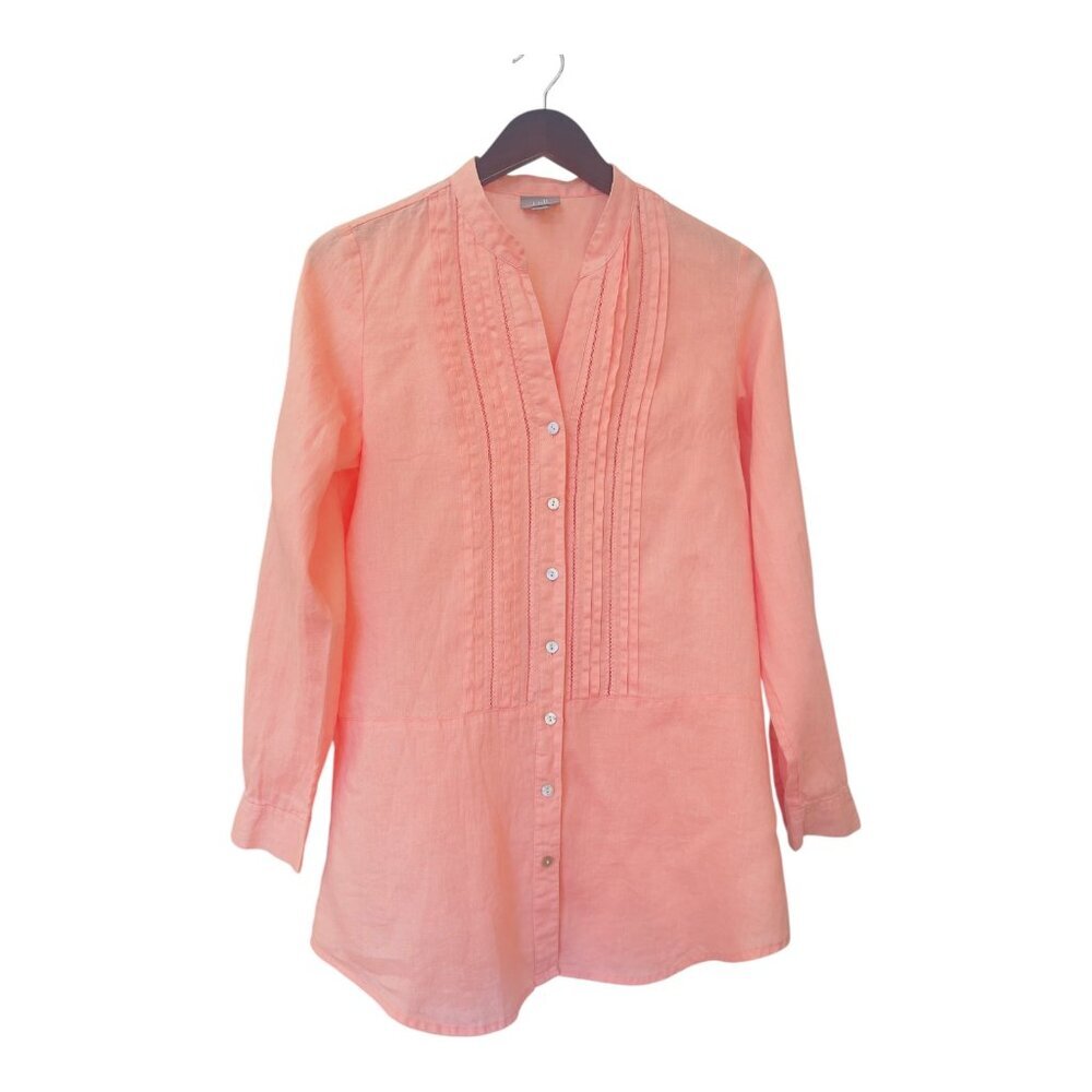 J. Jill 100 % Linen Coral Pinktuck Tunic size small - Picture 3 of 11
